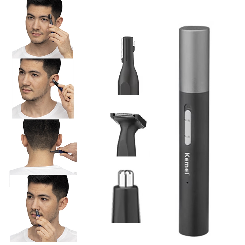 Men'S Grooming Haircut - เครื่องเล็มขนจมูกแบบชาร์จไฟได้ Kemei Pro ชุดอุปกรณ์ตกแต่งหนวดเครา เครื่องเล็มขนไฟฟ้าสำหรับใบหน้า ลำคอ
