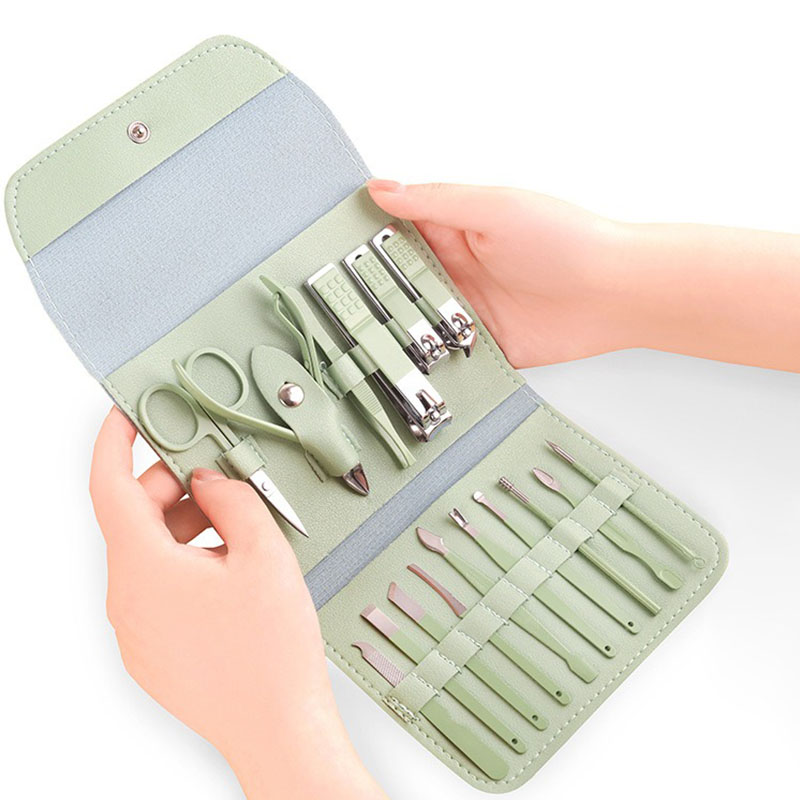 Nail Care Kit Mens - ชุดกรรไกรตัดเล็บมืออาชีพ 16 ชิ้น ทำจากสแตนเลส สำหรับดูแลเล็บของผู้ชายและผู้หญิง รุ่น