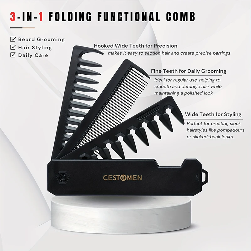 หวีจัดแต่งทรงผม 3-in-1 แบบพับไ - Mens Grooming Box บทวิจารณ์และราคา